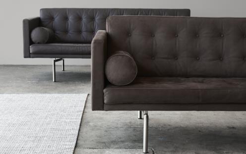 3-Sitzer „Ritzy“ Chrom Nubukleder Tabacco